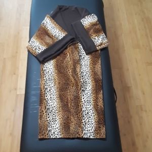 Animal Jaguar Print Shawl collar wrap coat.